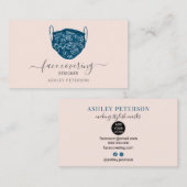 Carte De Visite Masque moderne modifiable recouvrant le rose desig (Devant / Derrière)