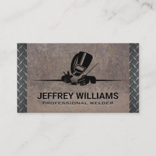 Carte De Visite Masque soudeur   Rivets métalliques   Acier plaqué