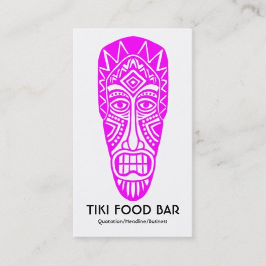 Carte De Visite Masque Tiki - Magenta en blanc (Devant)