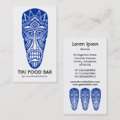 Carte De Visite Masque Tiki - Marine en blanc (Devant / Derrière)