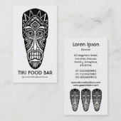 Carte De Visite Masque Tiki - Noir sur Blanc (Devant / Derrière)
