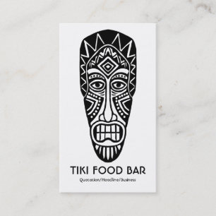 Carte De Visite Masque Tiki - Noir sur Blanc