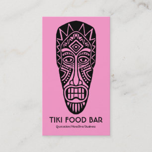 Carte De Visite Masque Tiki - Noir sur rose