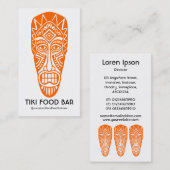 Carte De Visite Masque Tiki - Orange en blanc (Devant / Derrière)
