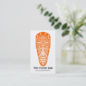 Carte De Visite Masque Tiki - Orange en blanc (Debout devant)