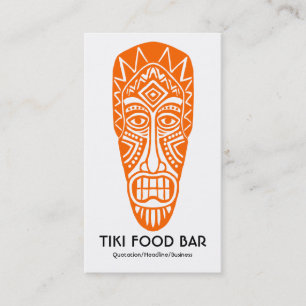 Carte De Visite Masque Tiki - Orange sur Fond Blanc
