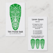 Carte De Visite Masque Tiki - Vert d'herbe sur blanc (Devant / Derrière)