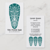 Carte De Visite Masque Tiki - Vert mousse sur blanc (Devant / Derrière)