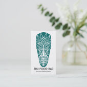 Carte De Visite Masque Tiki - Vert mousse sur blanc (Debout devant)