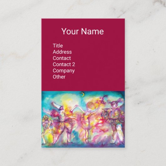 Carte De Visite MASQUERADE Danse Musique, Artiste Théâtre, Violet (Devant)