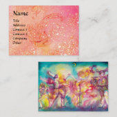 Carte De Visite MASQUERADE, Danse, Musique, bleu rouge, rose (Devant / Derrière)