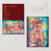 Carte De Visite MASQUERADE /DANSE, MUSIQUE bleu vif, rose (Devant / Derrière)