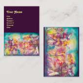 Carte De Visite MASQUERADE /DANSE, MUSIQUE violet, bleu rouge, ros (Devant / Derrière)