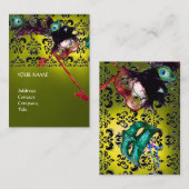 Carte De Visite MASQUERADE FÊTE MASQUES Linge jaune noir Damas (Devant / Derrière)