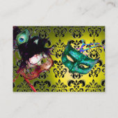 Carte De Visite MASQUERADE FÊTE MASQUES Linge jaune noir Damas (Dos)