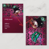 Carte De Visite MASQUERADE PARTY damas noir et blanc (Devant / Derrière)