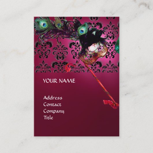 Carte De Visite MASQUERADE PARTY damas noir et blanc (Devant)