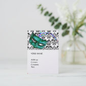 Carte De Visite MASQUERADE PARTY noir et blanc damassé platine (Debout devant)