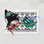 Carte De Visite MASQUERADE PARTY noir et blanc damassé platine (Dos)