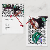 Carte De Visite MASQUERADE PARTY perle damassée noir et blanc (Devant / Derrière)