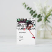 Carte De Visite MASQUERADE PARTY perle damassée noir et blanc (Debout devant)