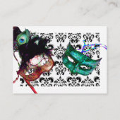 Carte De Visite MASQUERADE PARTY perle damassée noir et blanc (Dos)