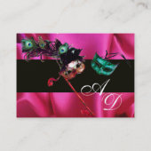 CARTE DE VISITE MASQUÉRADE ROSE NOIR FUCHSIA SOIE DAMASK CLOCHE (Dos)