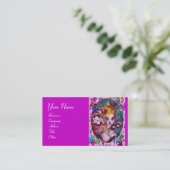 Carte De Visite MASQUES DE CARNAVAL, CONFETTIS, rose violet (Debout devant)