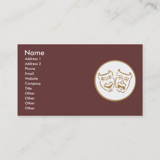 Carte De Visite Masques de drame (blanc et or) (Devant)