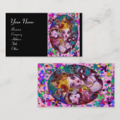 Carte De Visite MASQUES DE MASQUERADE VALENTINE, CONFETTI, noir ro (Devant / Derrière)