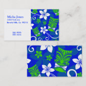 Carte De Visite Masques floraux de Tiki d'île bleue (Devant / Derrière)