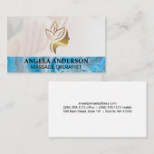 Carte De Visite Massage beauté santé | Marbre bleu (Devant / Derrière)