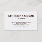 Carte De Visite Massage Chiropractic Body & Soul Therapy Salon (Dos)