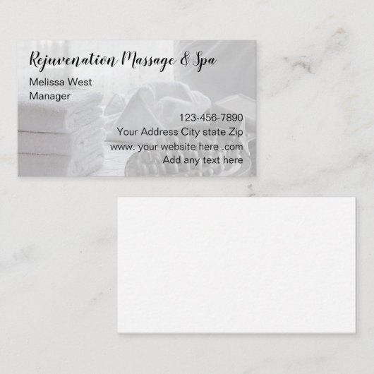 Carte De Visite Massage De Beauté Classique Et Spa (Devant / Derrière)