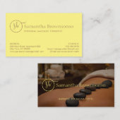 Carte De Visite Massage de retraite Spa en pierre chaude jaune (Devant / Derrière)