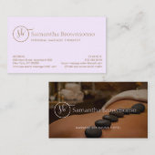 Carte De Visite Massage de retraite Spa en pierre chaude violet (Devant / Derrière)