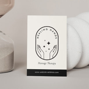 Carte De Visite Massage des mains de guérison moderne Logo noir et