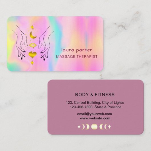 Carte De Visite Massage des mains de guérison Théérapiste Fitness (Devant / Derrière)