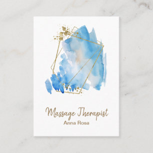 Carte De Visite *~* Massage d'or Reiki Bleu Aquarelle Abstraite