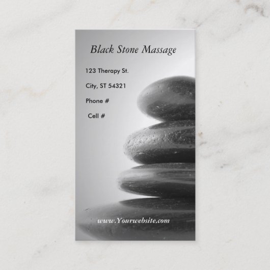 Carte De Visite Massage en pierre noir (Devant)