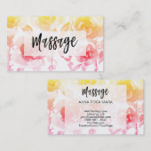 Carte De Visite *~* MASSAGE Fleur Rose et Wisteria Floral (Devant / Derrière)