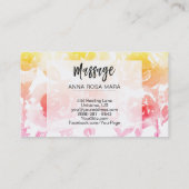 Carte De Visite *~* MASSAGE Fleur Rose et Wisteria Floral (Dos)