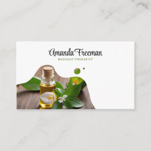 Carte De Visite Massage minimal d'huiles essentielles blanches et 