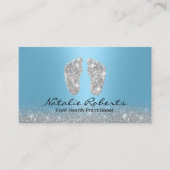 Carte De Visite Massage pieds Praticien Spa bleu clair moderne (Devant)