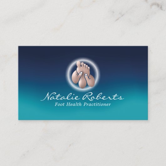 Carte De Visite Massage pieds Réflexologie Spa Élégant Bleu (Devant)