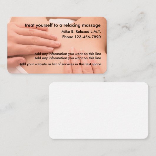 Carte De Visite Massage Professionnel (Devant / Derrière)