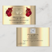 Carte De Visite Massage Réflexologie Reiki Mains Frane Gold QR Cod (Devant / Derrière)