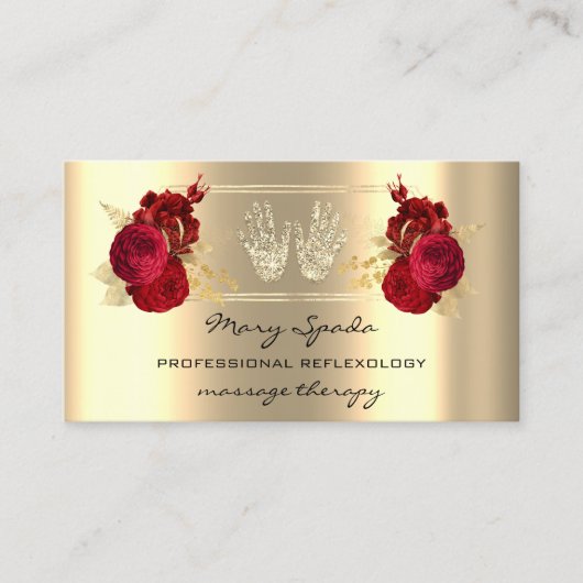 Carte De Visite Massage Réflexologie Reiki Mains Frane Gold QR Cod (Devant)