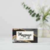 Carte De Visite Massage Rendez-vous rappel or Marbre noir (Debout devant)