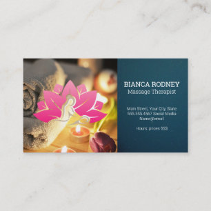 Carte De Visite Massage Santé Bien-être Logo Fleur Spa